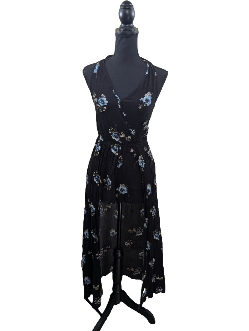 Band of Gypsies Black Floral Cape Romper